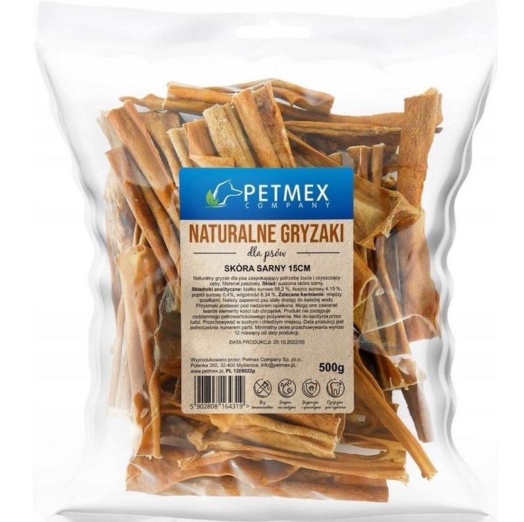Petmex, skóra sarny, przysmak dla psów, 15 cm, 500g