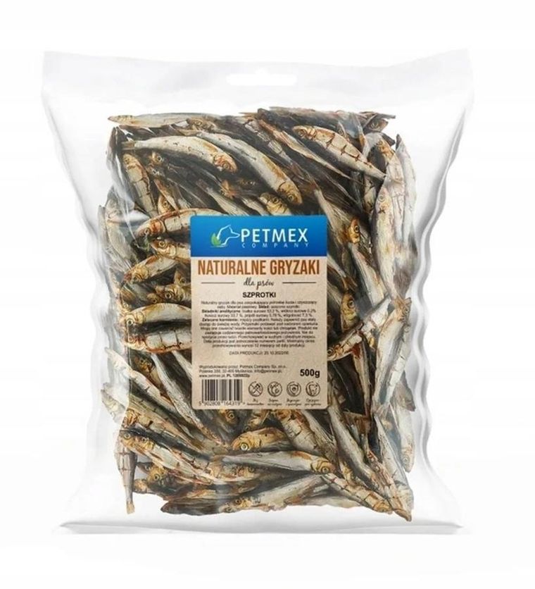 Petmex, szprotki, przysmak dla psów, 500g