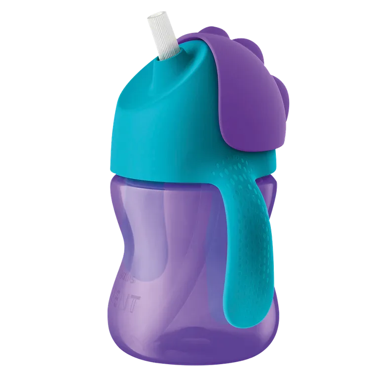 Philips Avent, kubek z giętką słomką, fioletowy, 9m+, 200 ml