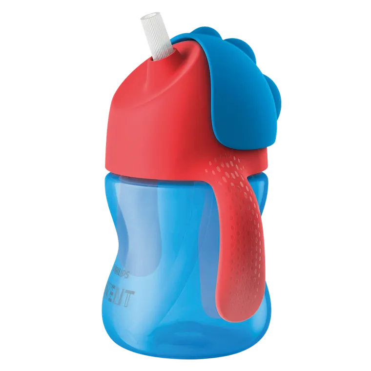 Philips Avent, kubek z giętką słomką, niebieski, 9m+, 200 ml