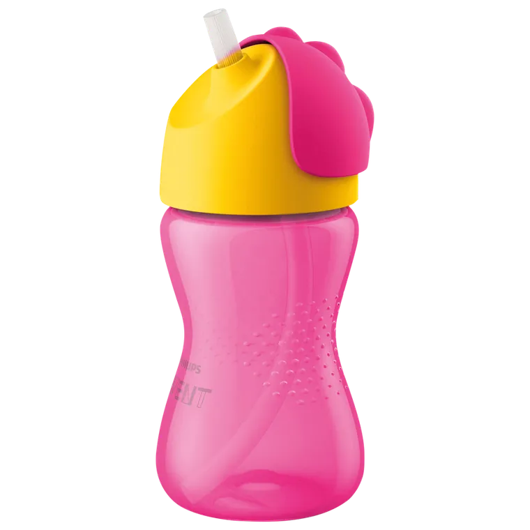 Philips Avent, kubek z giętką słomką, różowy, 12m+, 300 ml