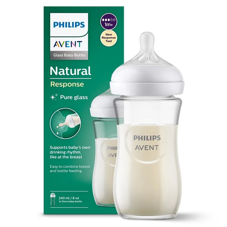 Philips Avent, Responsywne Butelki Natural, szklana butelka, 240 ml