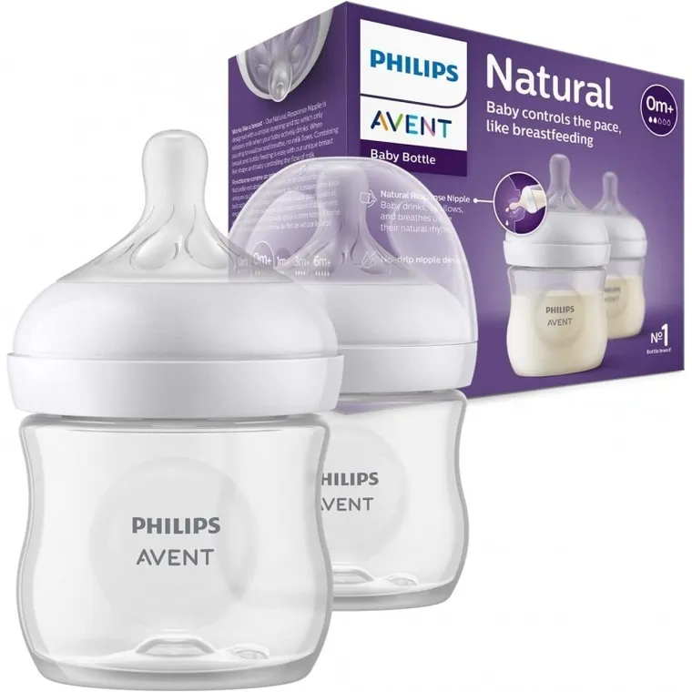 Philips Avent, Responsywne Butelki Natural, zestaw butelek, 0m+, 125 ml, 2 szt.