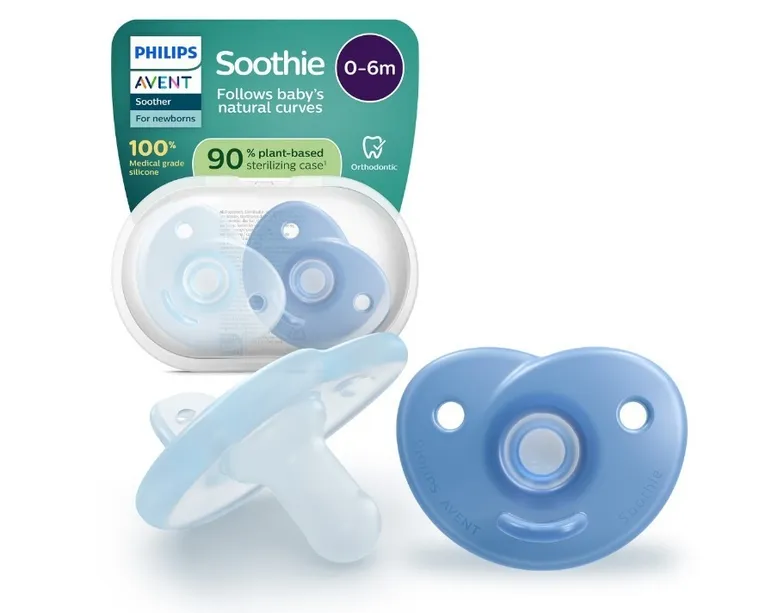 Philips Avent, Soothie, smoczek uspokajający, niebieski, 0-6 m, 2 szt.