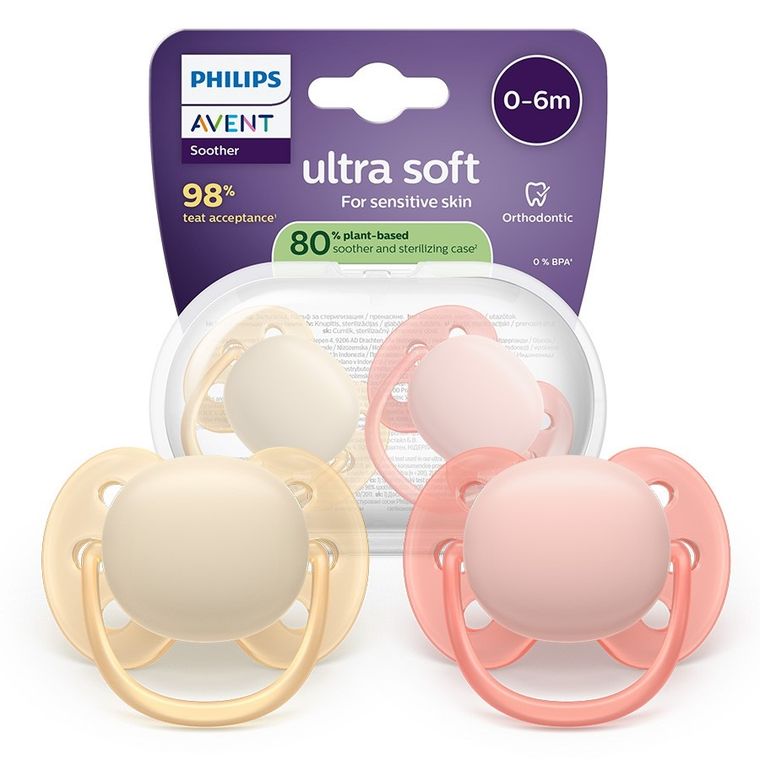 Philips Avent, Ultra Soft, smoczek ortodontyczny, 0-6 m, 2 szt.
