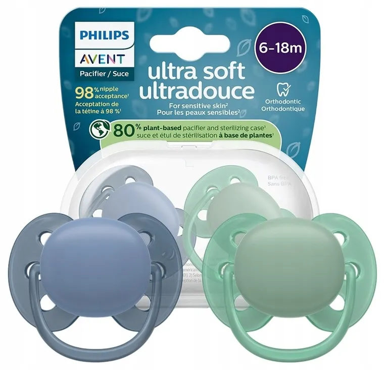 Philips Avent, Ultra Soft, smoczek uspokajający, 6-18m, 2 szt.