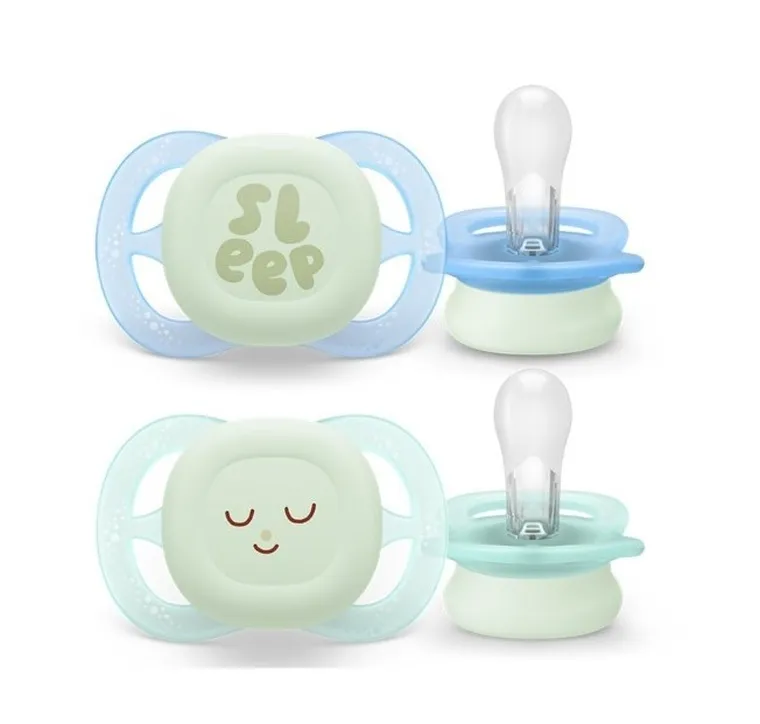 Philips Avent, Ultra Start Night, smoczek uspokajający, niebieski, 0-2m, 2 szt.