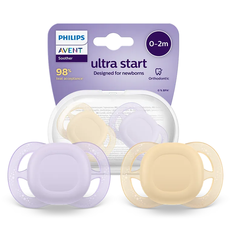 Philips Avent, Ultra Start, smoczek ortodontyczny, 0-2 m, 2 szt.