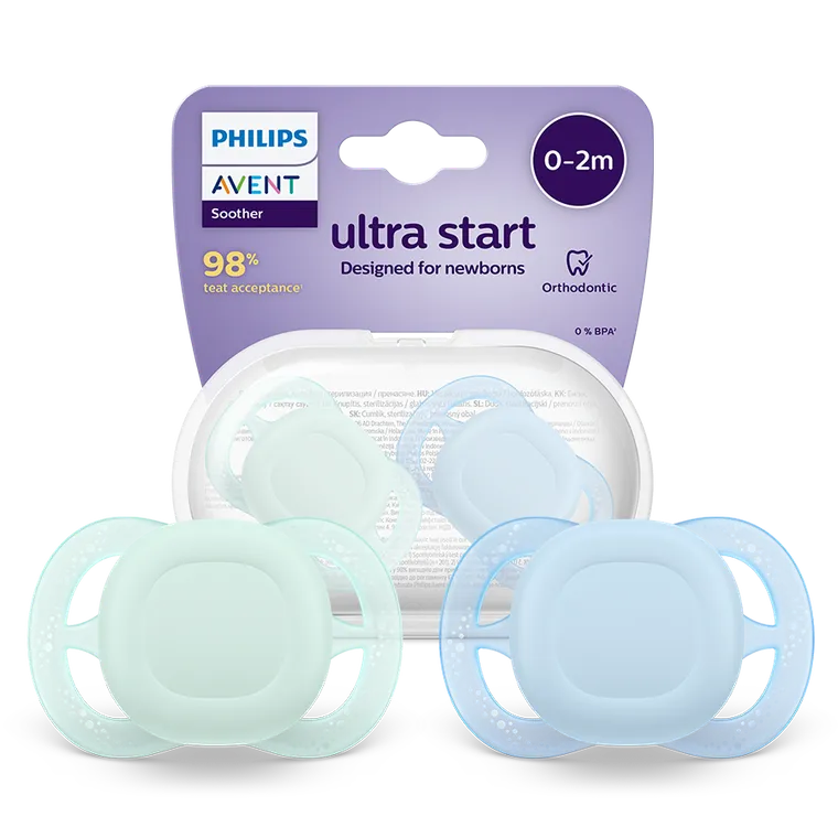 Philips Avent, Ultra Start, smoczek ortodontyczny, 0-2 m, 2 szt.