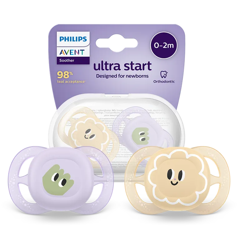 Philips Avent, Ultra Start, smoczek ortodontyczny, 0-2 m, 2 szt.