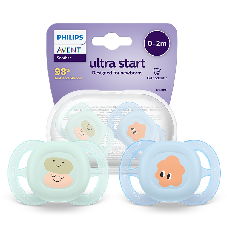 Philips Avent, Ultra Start, smoczek ortodontyczny, 0-2 m, 2 szt.