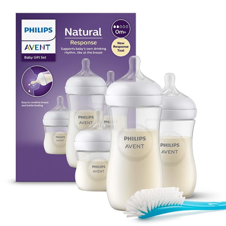 Philips Avent, zestaw startowy, Responsywne Butelki Natural, 3 szt. + szczotka do czyszczenia butelek