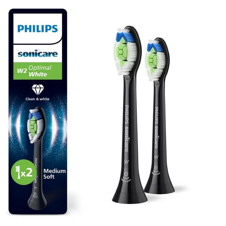 Philips, Sonicare, Optimal White Standard, końcówki do szczoteczki, czarne, 2 szt., HX6062/88