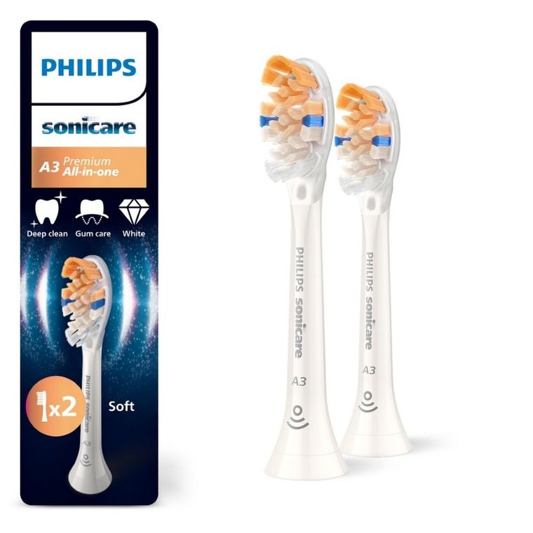 Philips, Sonicare, Premium ALL in ONE A3, końcówki do szczoteczki, białe, 2 szt., HX9092/87