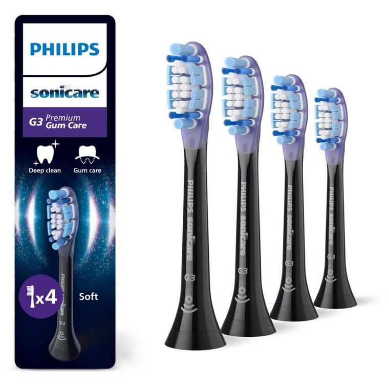 Philips, Sonicare, Premium Gum Care G3, końcówki do szczoteczki, czarne, 4 szt., HX9054/88