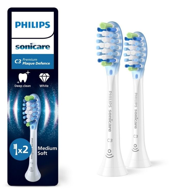 Philips, Sonicare, Premium Plaque Defence C3, końcówki do szczoteczki, białe, 2 szt., HX9042/87