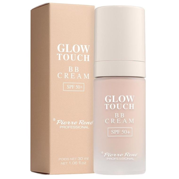 Pierre Rene, Glow Touch BB Cream, rozświetlający krem BB, SPF50, nr 01, Light, 30 ml