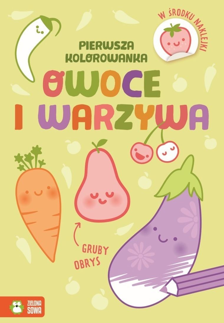 Pierwsza kolorowanka. Gruby obrys. Owoce i warzywa