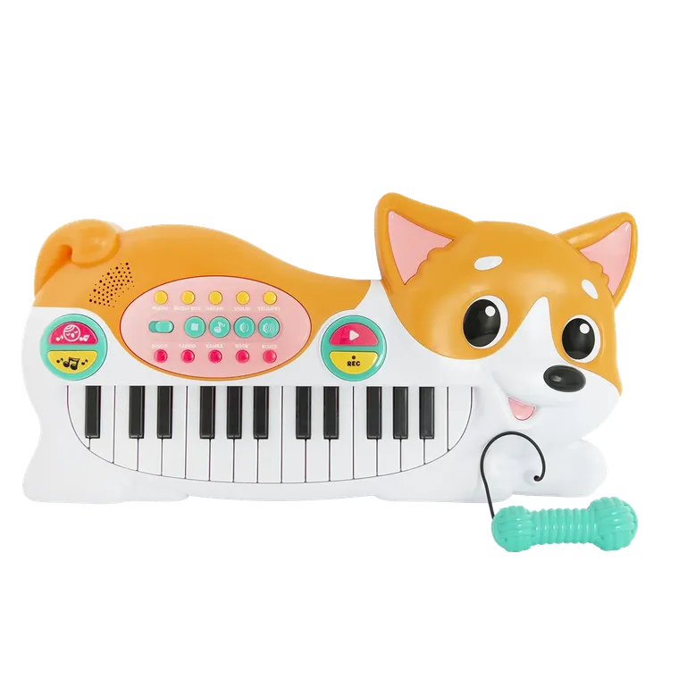 Piesek corgi, pianinko interaktywne z mikrofonem