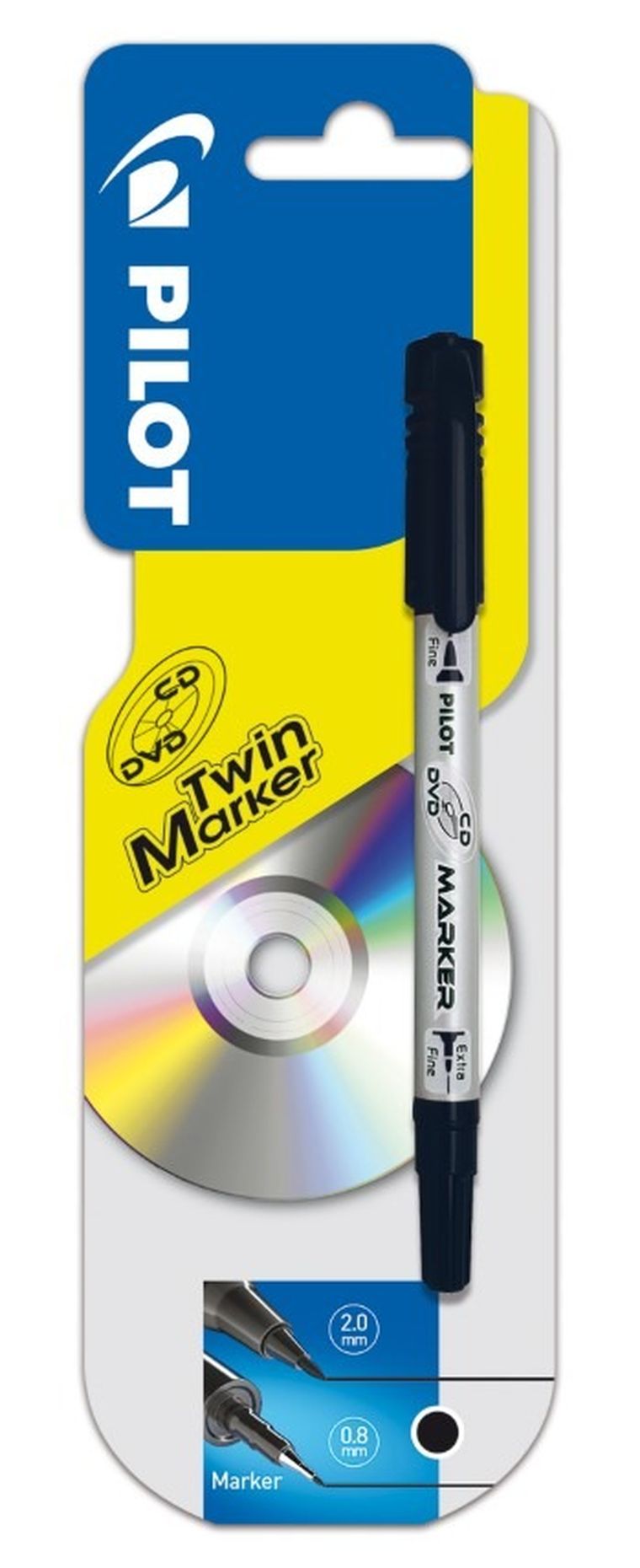 Pilot, dwustronny marker do CD/DVD, czarny