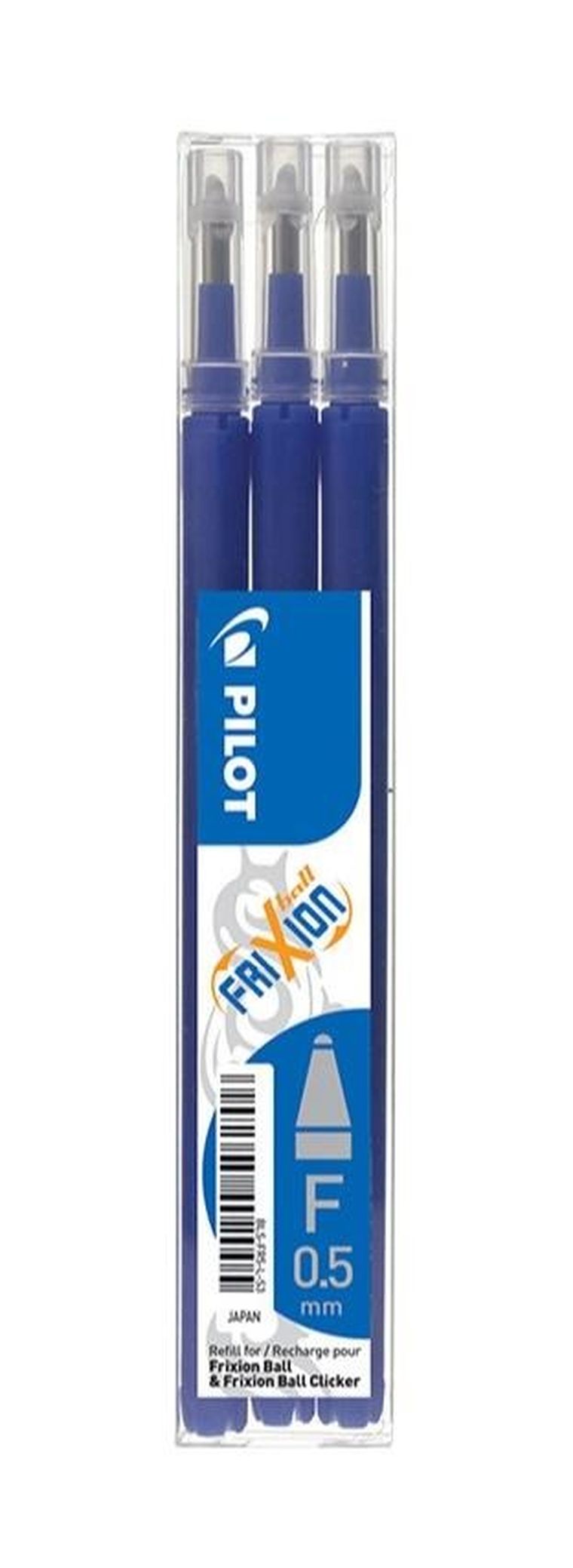 Pilot, Frixion Ball Clicker, wkład do pióra, niebieski, 0,5 mm, 3 szt.