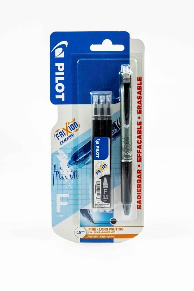 Pilot, Frixion Clicker, pióro kulkowe, czarne, 0.5 mm + 3 wkłady