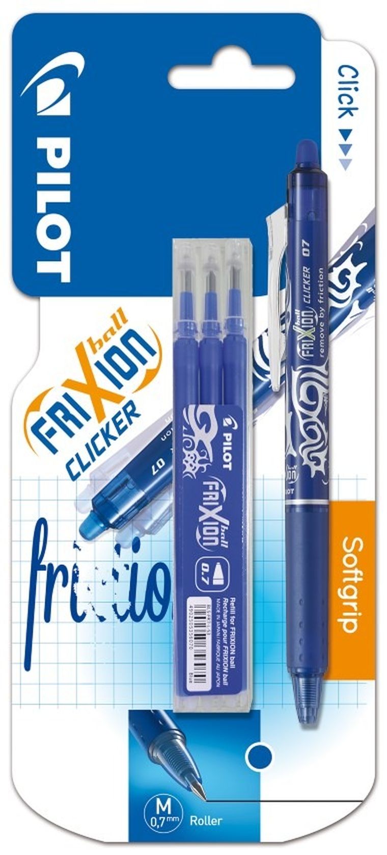Pilot, Frixion Clicker, pióro kulkowe z wkładami, niebieskie