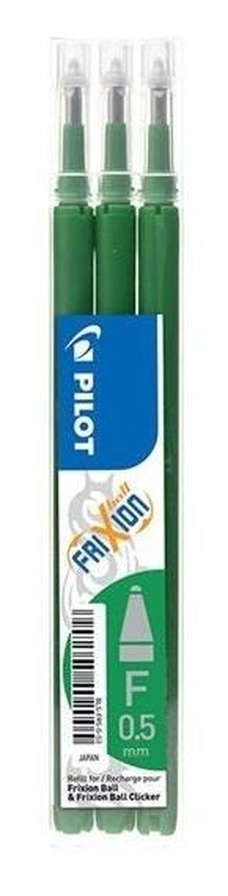 Pilot, Frixion Clicker, wkład do długopisów, zielony, 0,5 mm, 3 szt.
