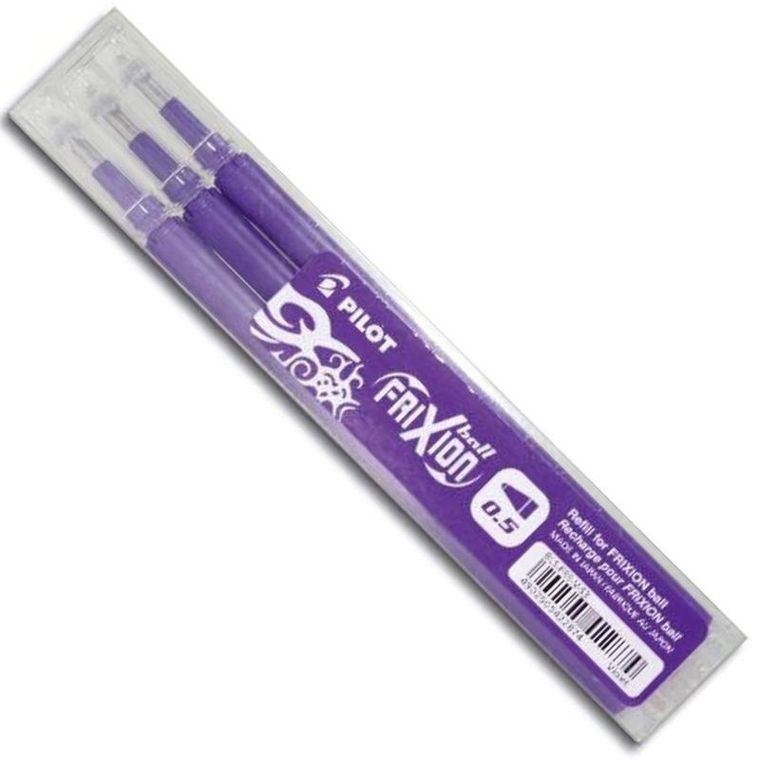 Pilot, FriXion, wkład do długopisów, fioletowy, 0,5 mm, 3 szt.