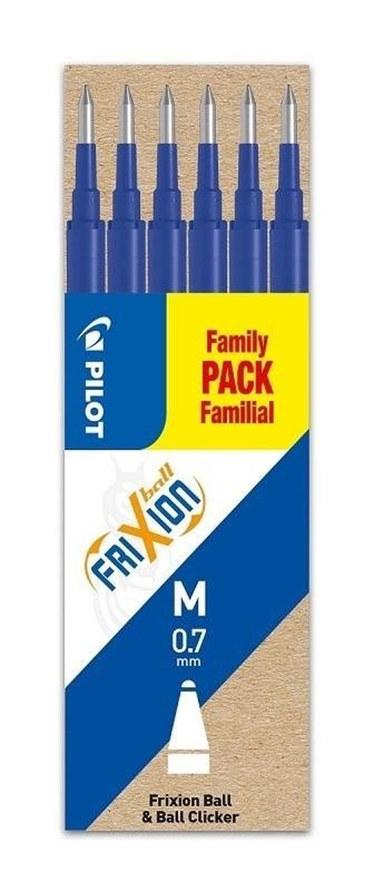 Pilot, Frixion, wkład do pióra, niebieski, 0,7 mm, 6 szt.