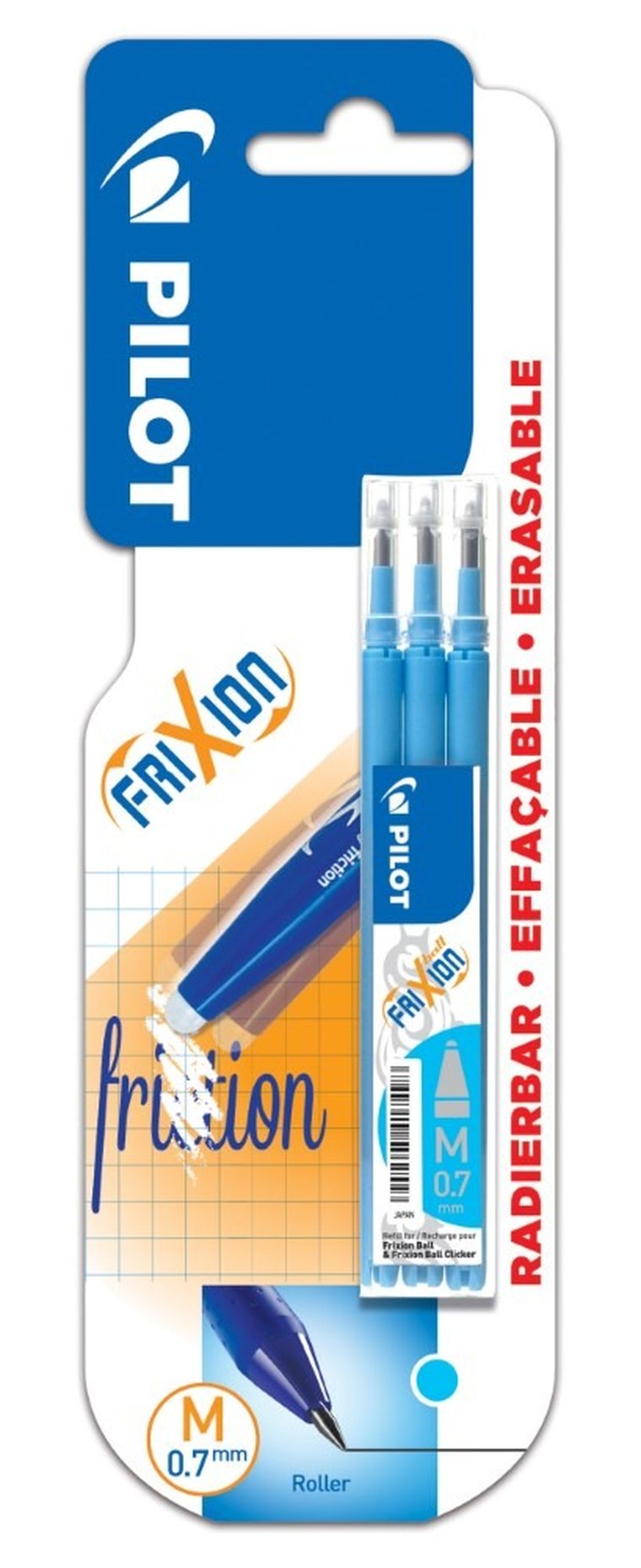 Pilot, wkład do długopisu, frixion, lazurowy, 3 szt.
