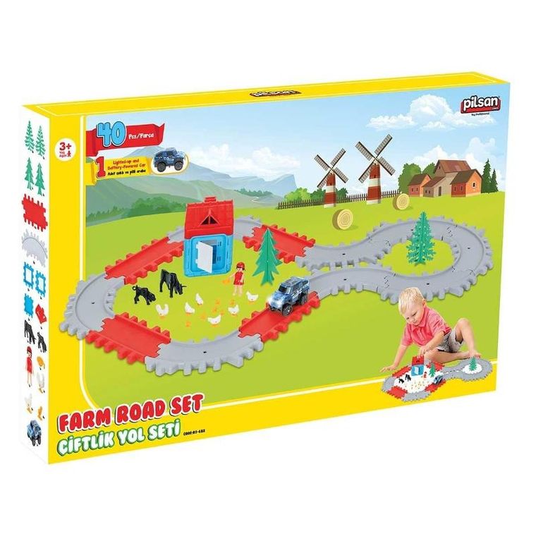 Pilsan, tor wyścigowy, zestaw z akcesoriami, 40 elementów