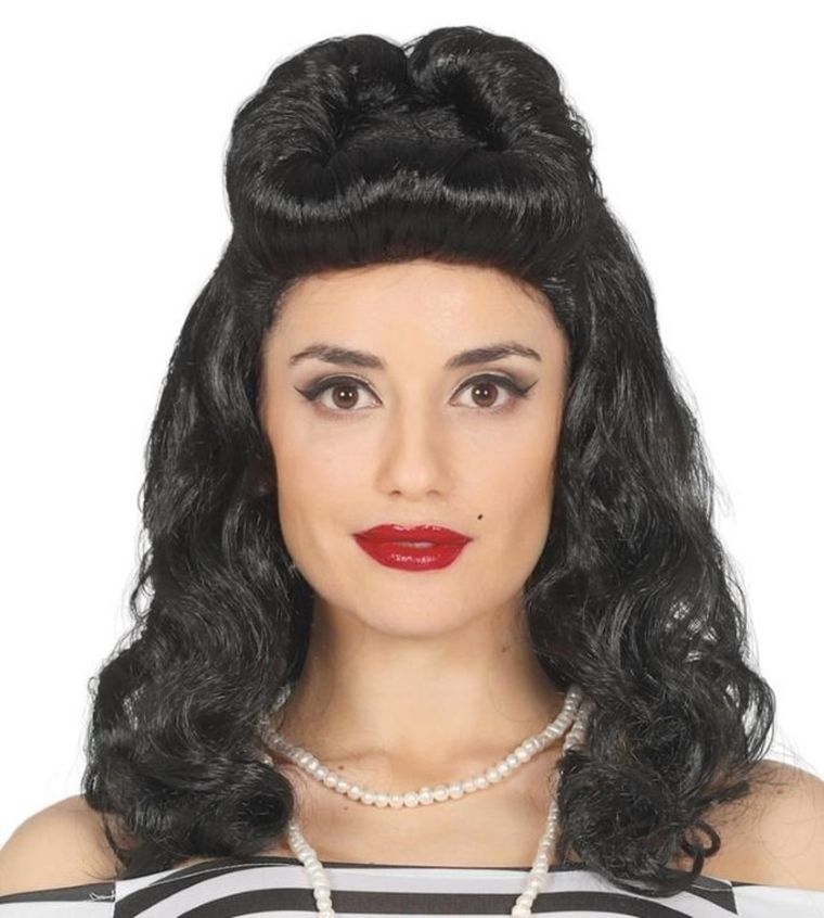 Pin Up Girl, peruka długa, czarna
