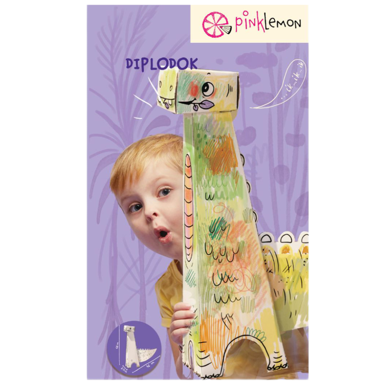 Pink Lemon, kolorowanka 3D, dinozaur Diplodocus