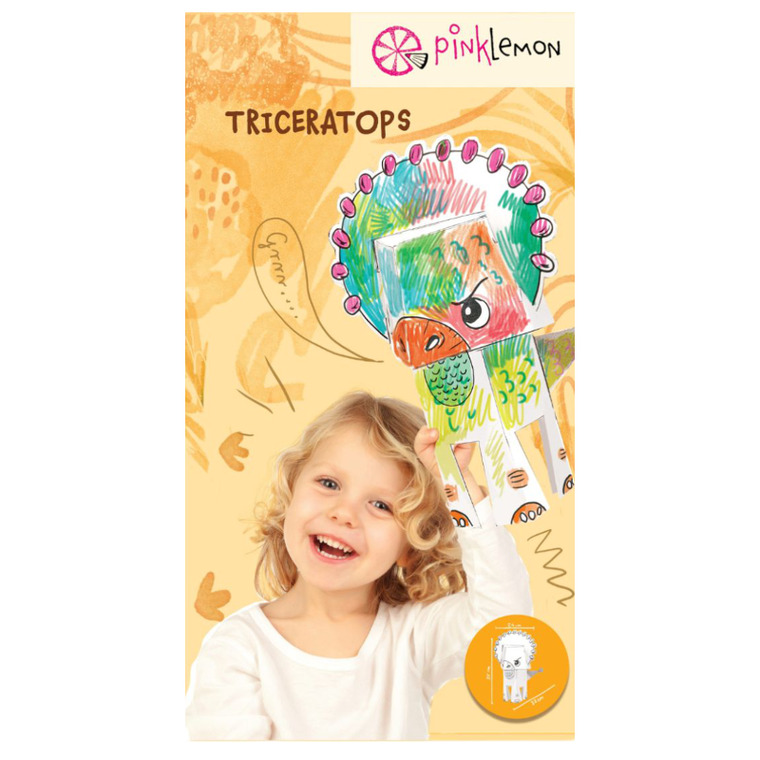 Pink Lemon, kolorowanka 3D, dinozaur Triceratops