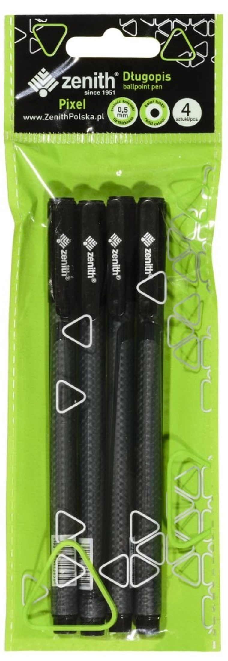 Pixel, długopis 0,5mm, czarny, 4 szt.