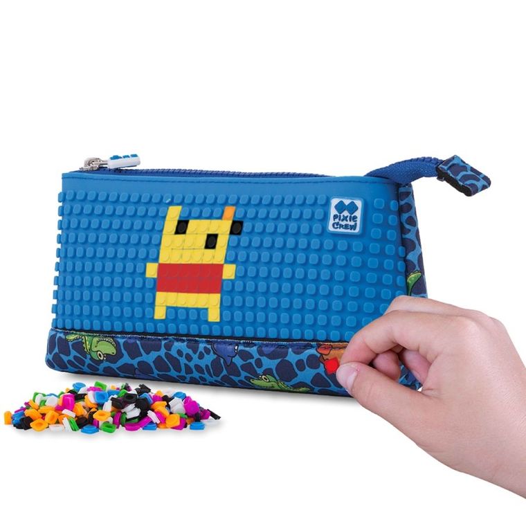 Pixie Crew, Dinozaury, neoprenowy piórnik saszetka, niebieski panel