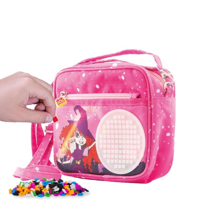 Pixie Crew, mała torba na ramię, różowa, biały panel