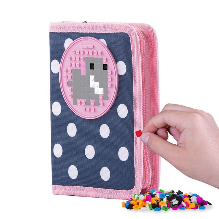 Pixie Crew, piórnik jednokomorowy, kropki, różowy panel