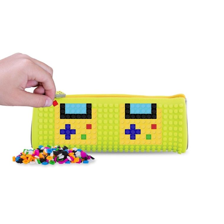 Pixie Crew, piórnik, tuba, szary, neonowy żółty panel