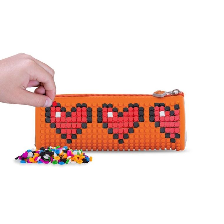 Pixie Crew, piórnik, tuba, szary, pomarańczowy panel