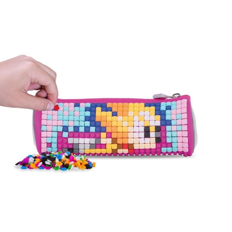 Pixie Crew, piórnik, tuba, szary, purpurowy panel