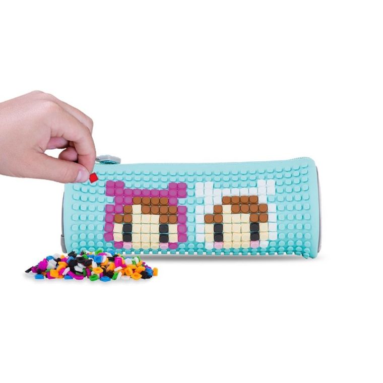 Pixie Crew, piórnik, tuba, szary, turkusowy panel