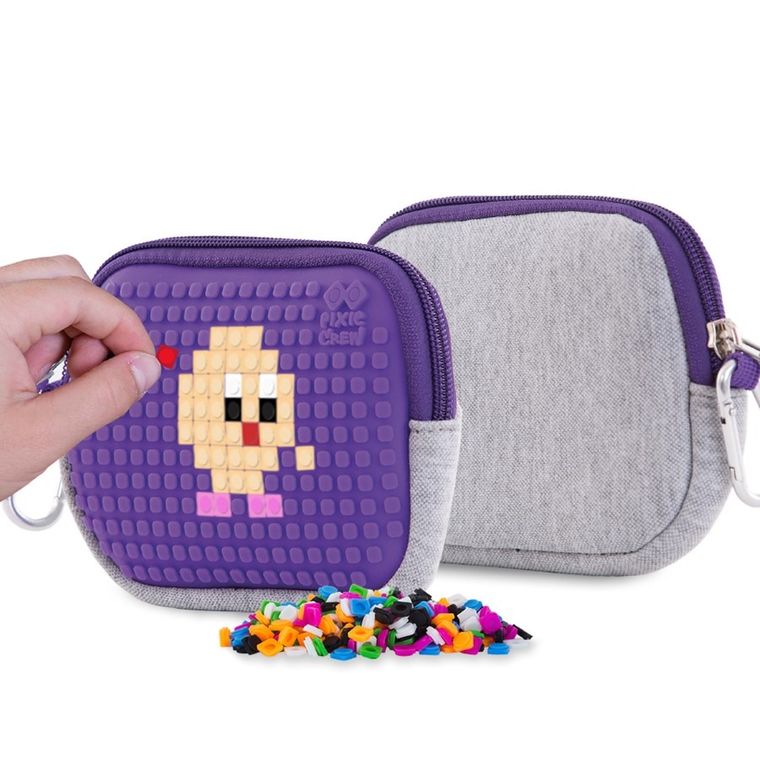 Pixie Crew, saszetka, kosmetyczka, szara, fioletowy panel