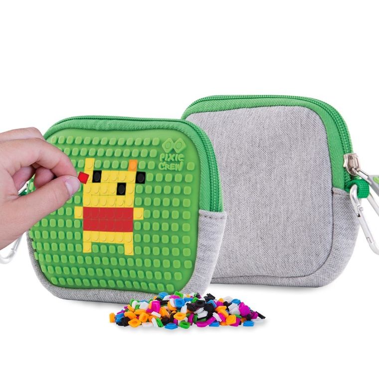 Pixie Crew, saszetka, kosmetyczka, szara, zielony panel