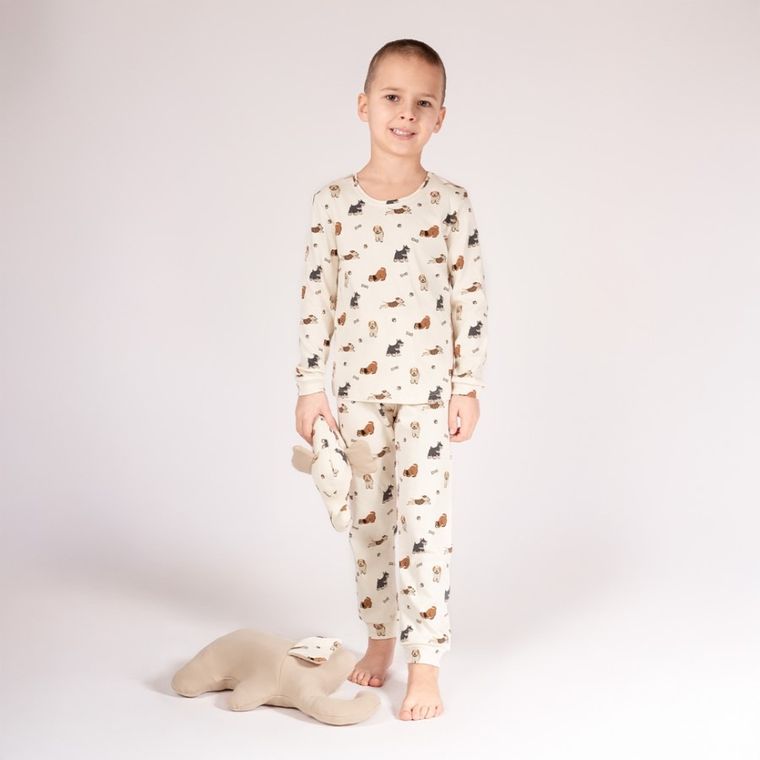 Piżama chłopięca, beżowa, Nicol