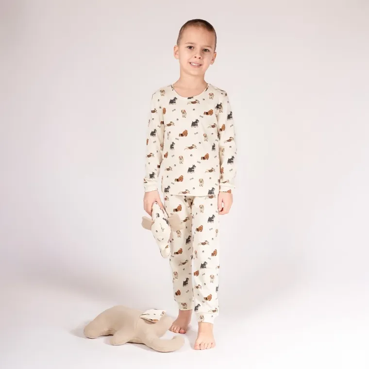 Piżama chłopięca, beżowa, Nicol