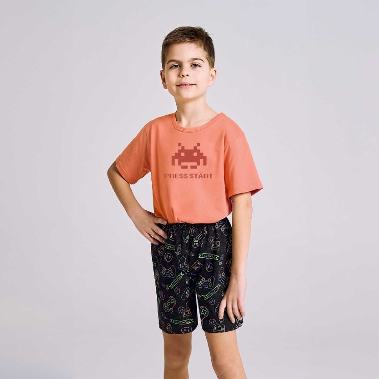 Piżama chłopięca, pomarańczowo-czarna, Taro