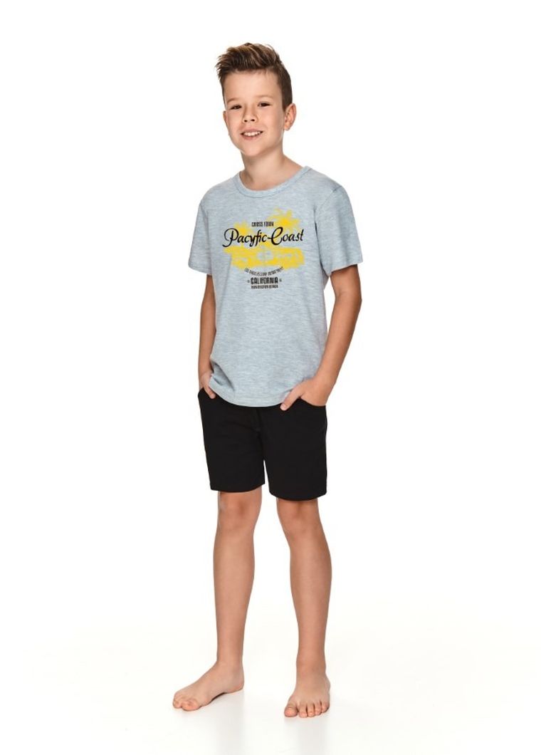 Piżama chłopięca, szaro-czarna, Wadim, Taro