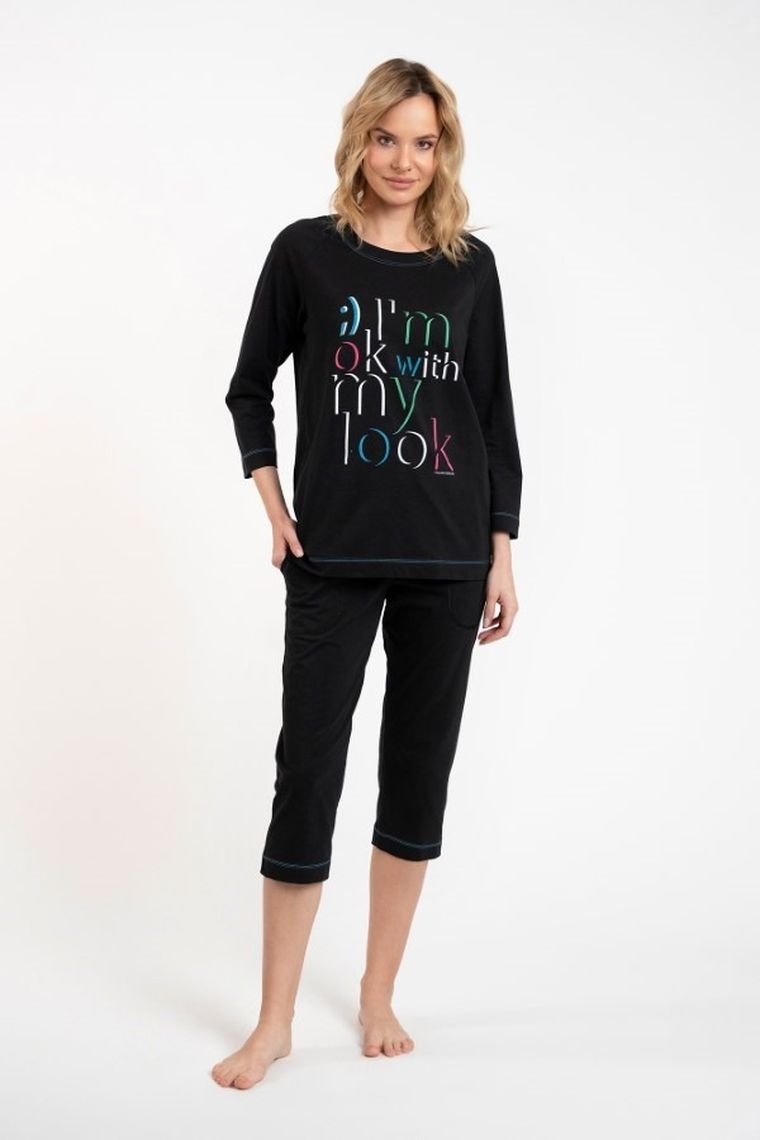 Piżama damska, czarna, Olza, Italian Fashion